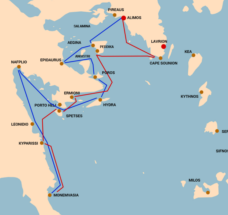 Saronic eastern peloponnese